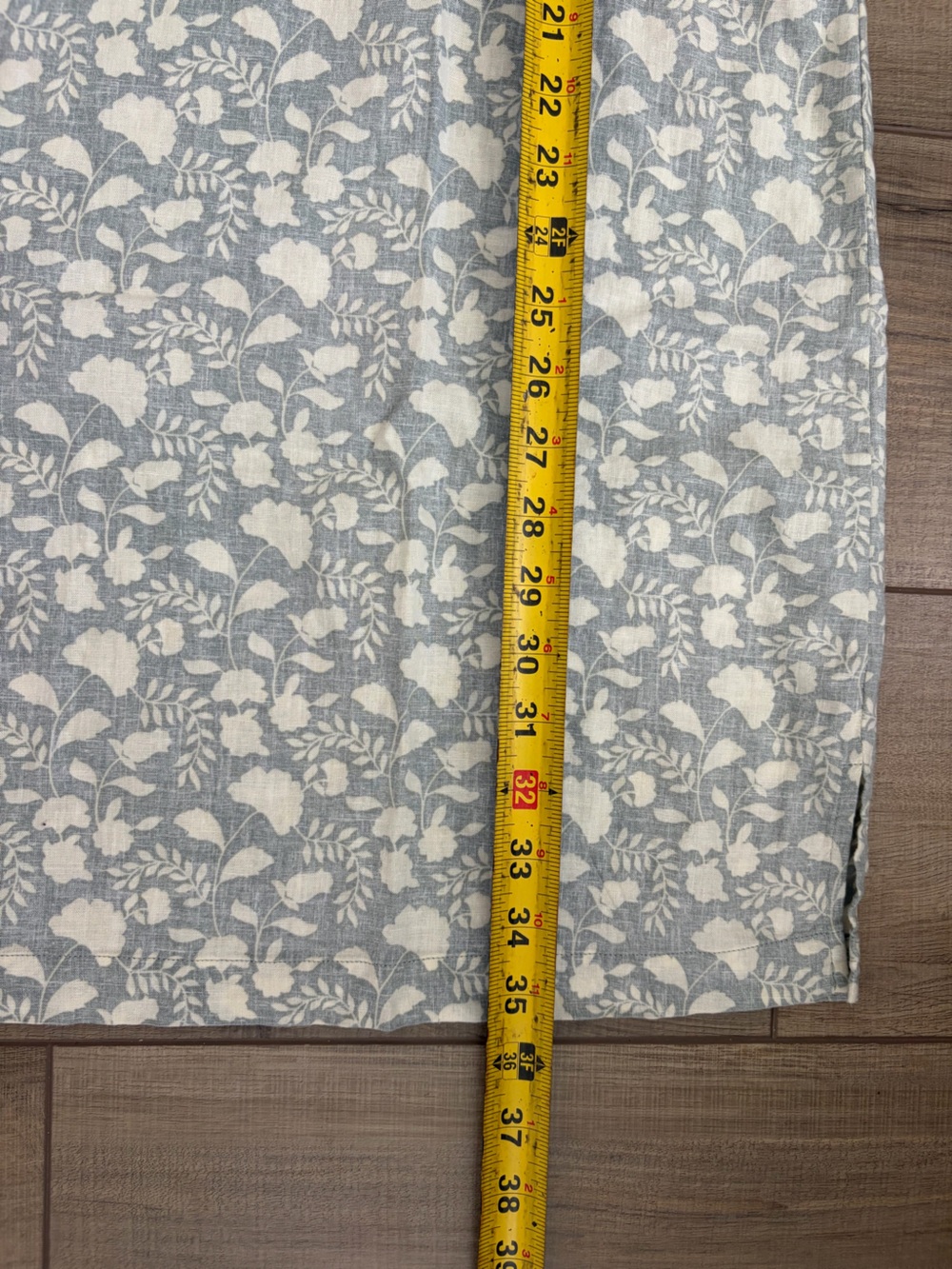 Faherty Penelope Linen Floral 3/4 Sleeve Popover Casual Dress Grey Green Cream M - Picture 11 of 11